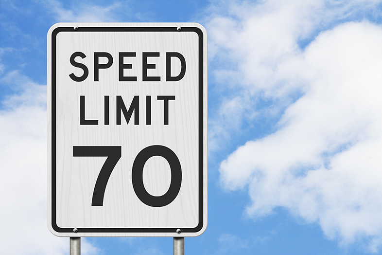 Speed limit sign, most Wisconsin interstate highways have a speed limit of 70mph