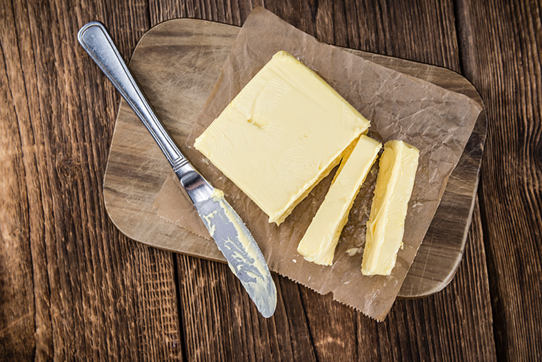 Fresh Wisconsin butter on a cutting board