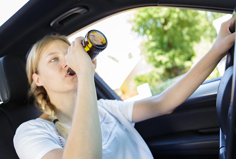woman drinking and driving