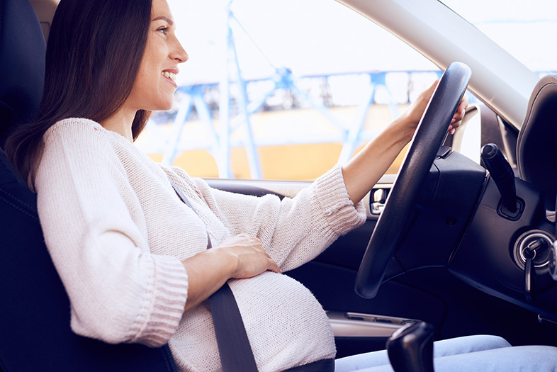 Pregnant woman driving, is more at risk of being in an accident