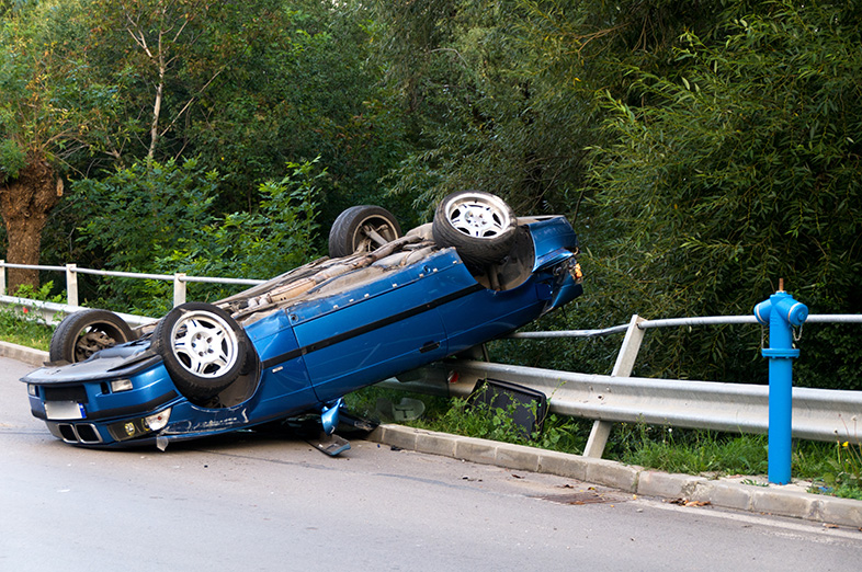 Rollover car accident on a Wisconsin roadway