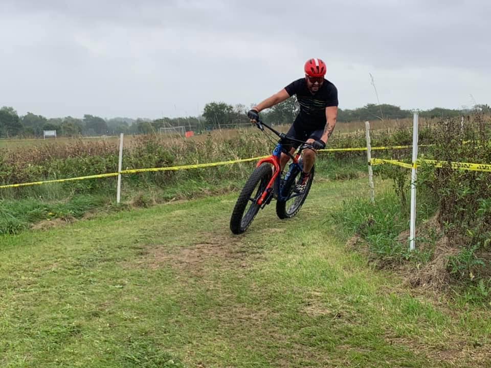 A man is cycling