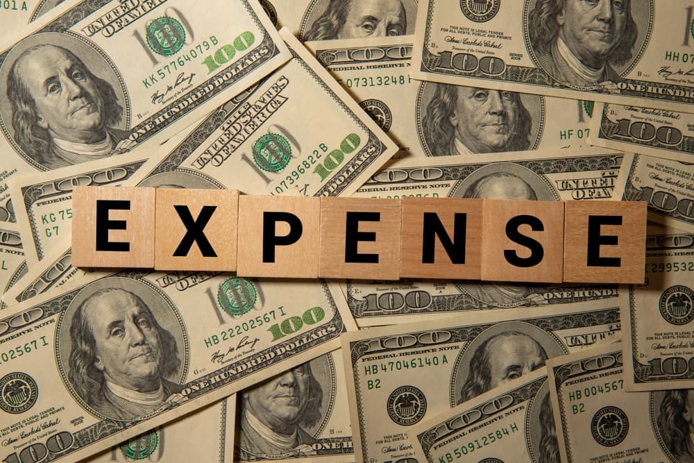 Word Expenses in background dollars