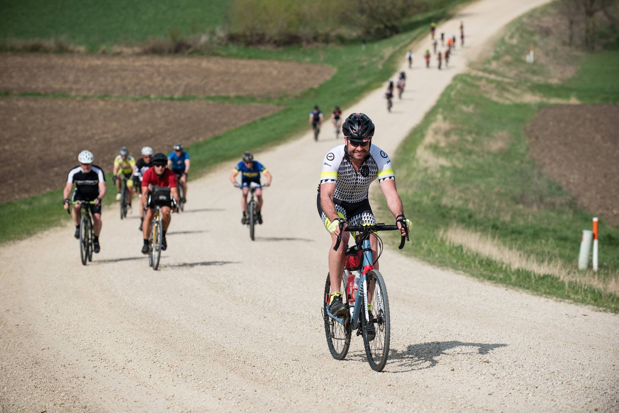 Cyclists are cycling in a race