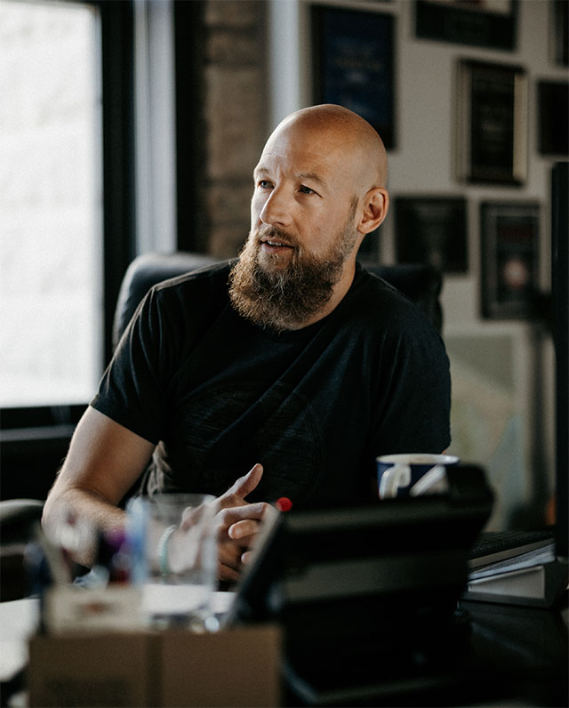 Man sitting at a work desk