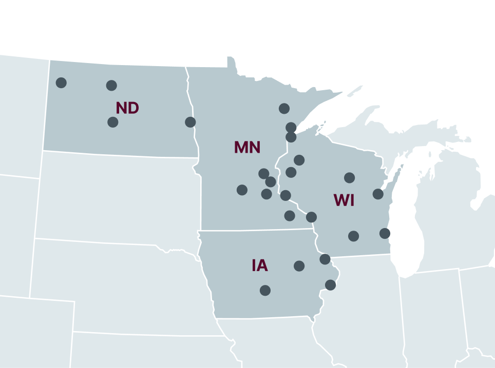 Map of the Northern States Nicolet Law serves