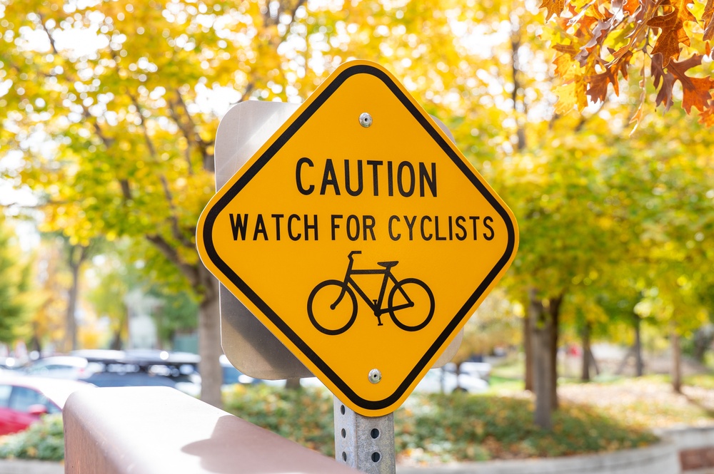 "Caution: Watch For Cyclists" sign in neighborhood