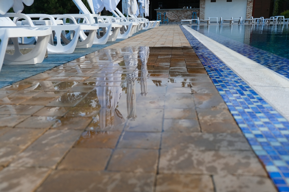 Slip hazard next to swimming pool